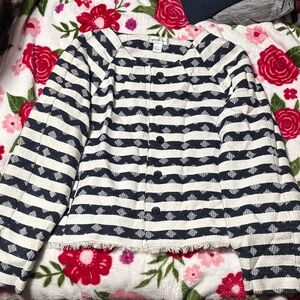 Christopher & Banks Navy and White Knit Top